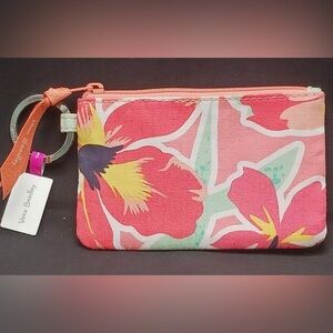 Vera Bradley Floral Zip ID Case in Rain Forest Lily Coral print